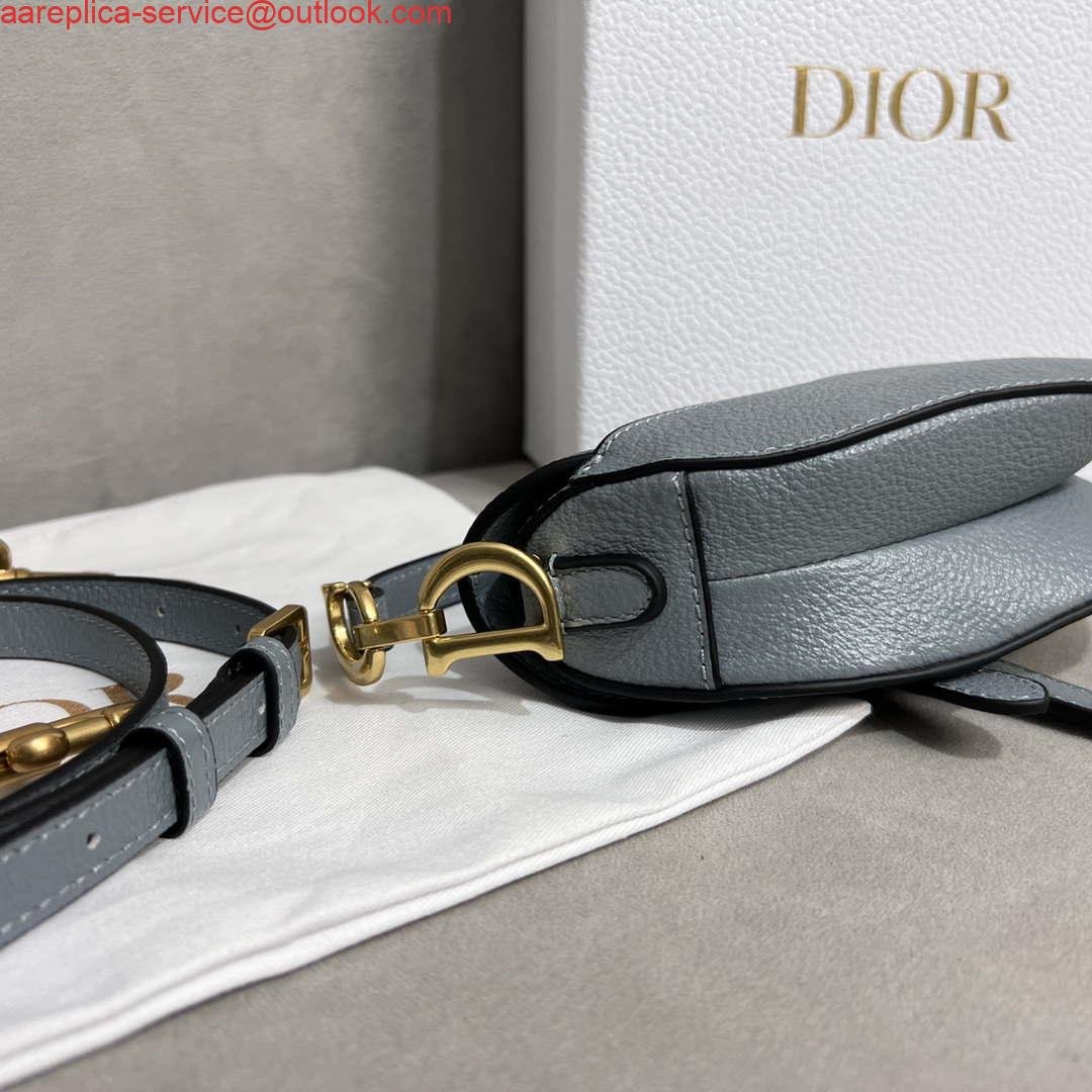 Dior S5685 Micro Saddle Bag With Strap Scarlet Gray Goatskin