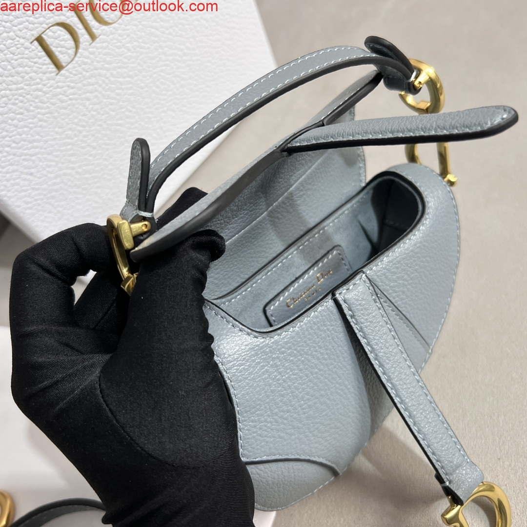 Dior S5685 Micro Saddle Bag With Strap Scarlet Gray Goatskin