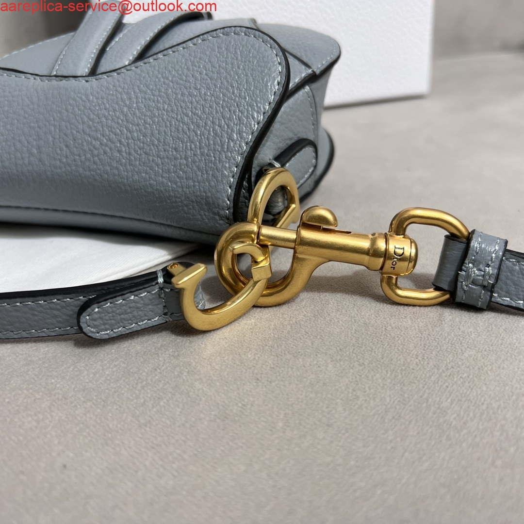 Dior S5685 Micro Saddle Bag With Strap Scarlet Gray Goatskin