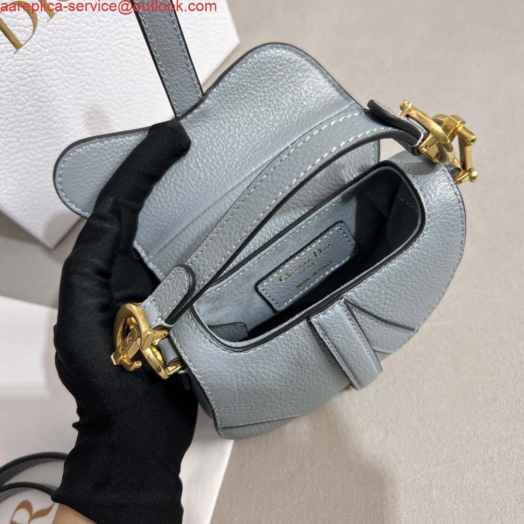 Dior S5685 Micro Saddle Bag With Strap Scarlet Gray Goatskin