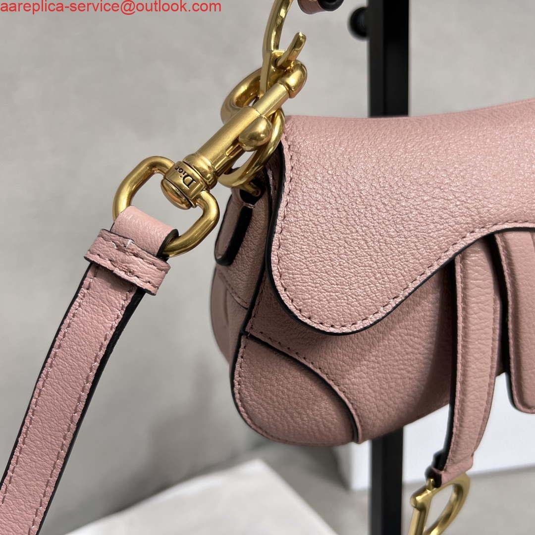 Replica Dior S5685 Micro Saddle Bag With Strap Scarlet Pink Goatskin