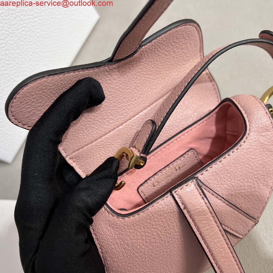 Replica Dior S5685 Micro Saddle Bag With Strap Scarlet Pink Goatskin