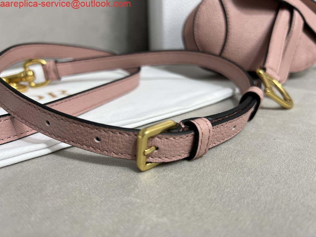 Replica Dior S5685 Micro Saddle Bag With Strap Scarlet Pink Goatskin