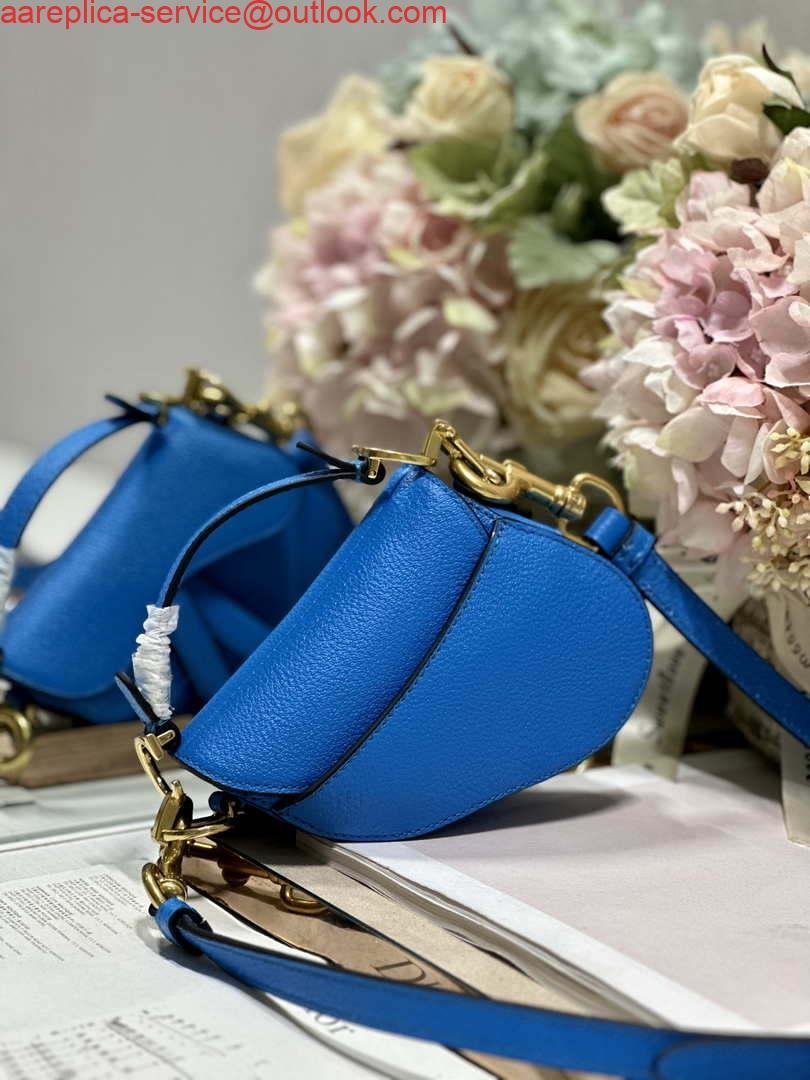 Dior S5685 Micro Saddle Bag With Strap Scarlet Blue Goatskin