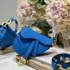 Dior S5685 Micro Saddle Bag With Strap Scarlet Blue Goatskin