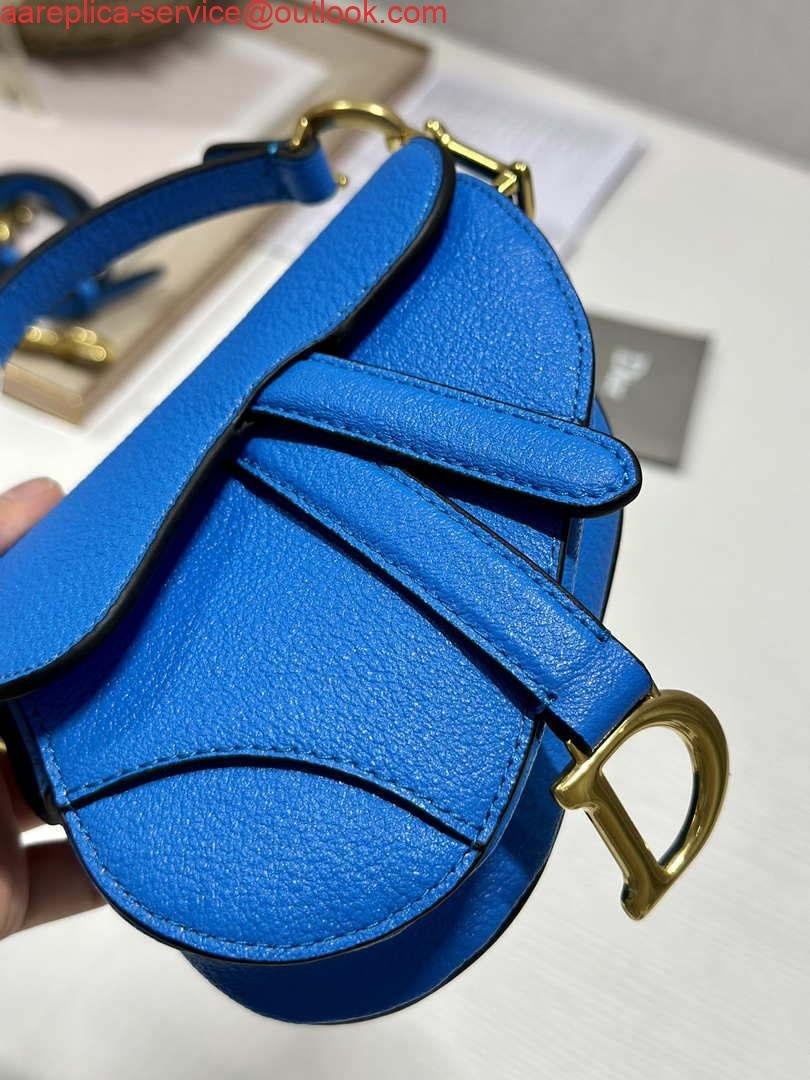 Dior S5685 Micro Saddle Bag With Strap Scarlet Blue Goatskin