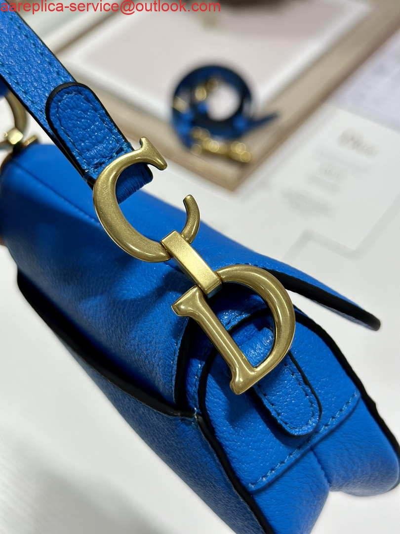 Dior S5685 Micro Saddle Bag With Strap Scarlet Blue Goatskin