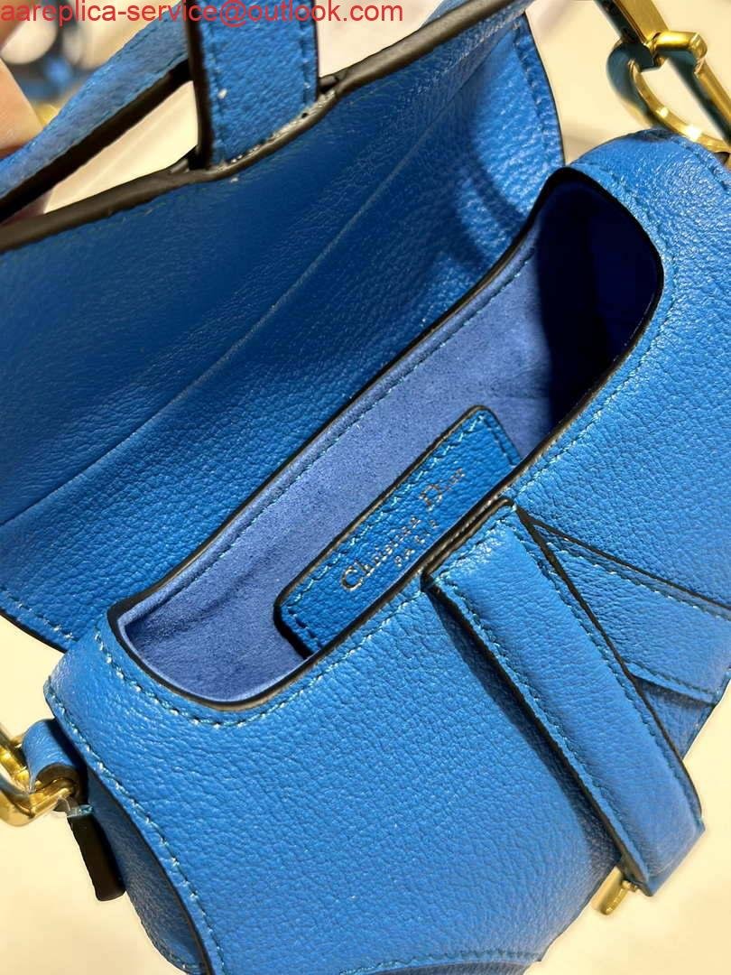 Dior S5685 Micro Saddle Bag With Strap Scarlet Blue Goatskin