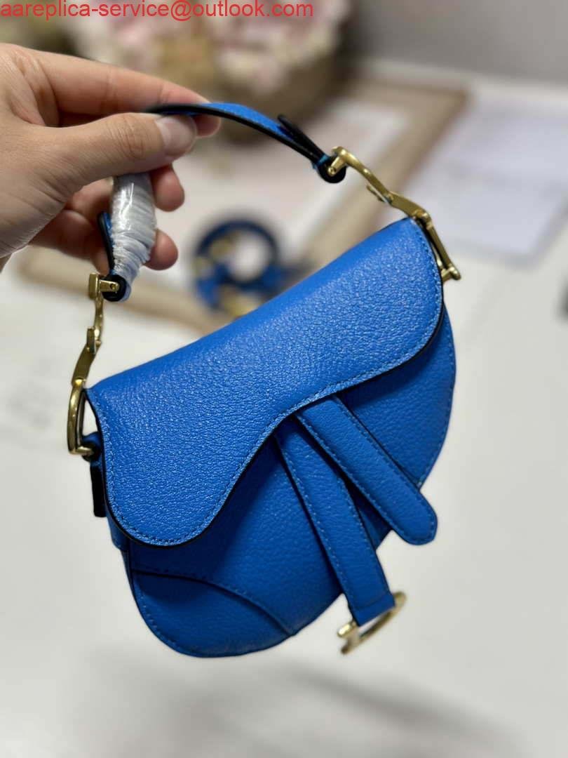 Dior S5685 Micro Saddle Bag With Strap Scarlet Blue Goatskin
