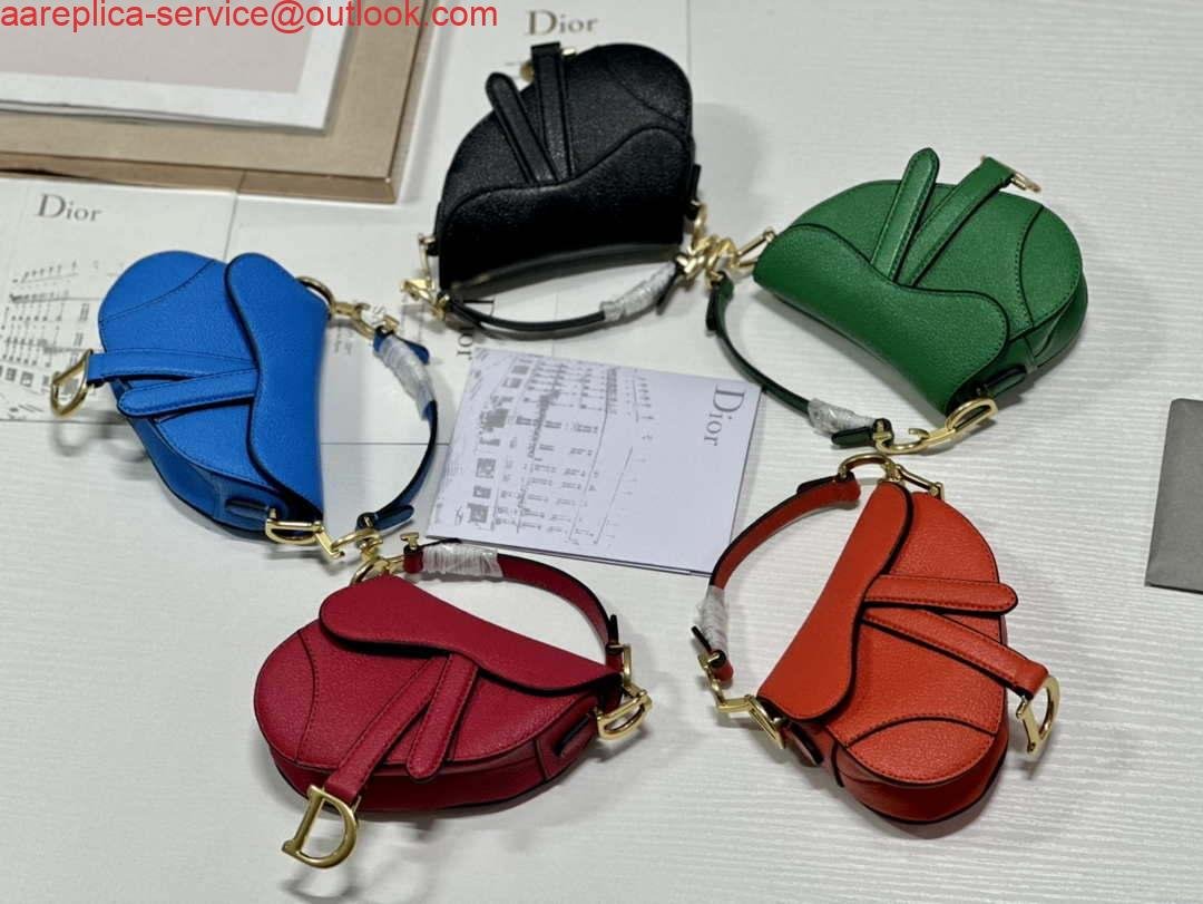 Dior S5685 Micro Saddle Bag With Strap Scarlet Blue Goatskin
