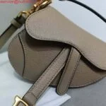 Replica Dior S5685 Micro Saddle Bag With Strap Scarlet Light Gray Goatskin