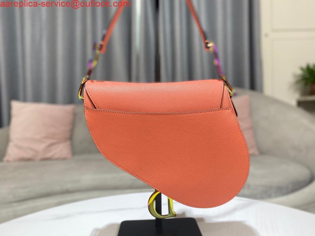 Dior M0446 Dior Saddle Bag Orange Grained Calfskin Purple logo