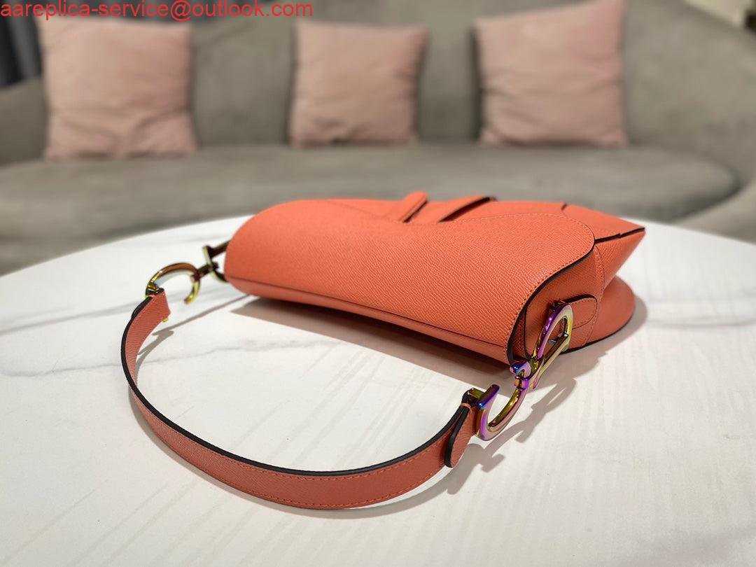 Dior M0446 Dior Saddle Bag Orange Grained Calfskin Purple logo