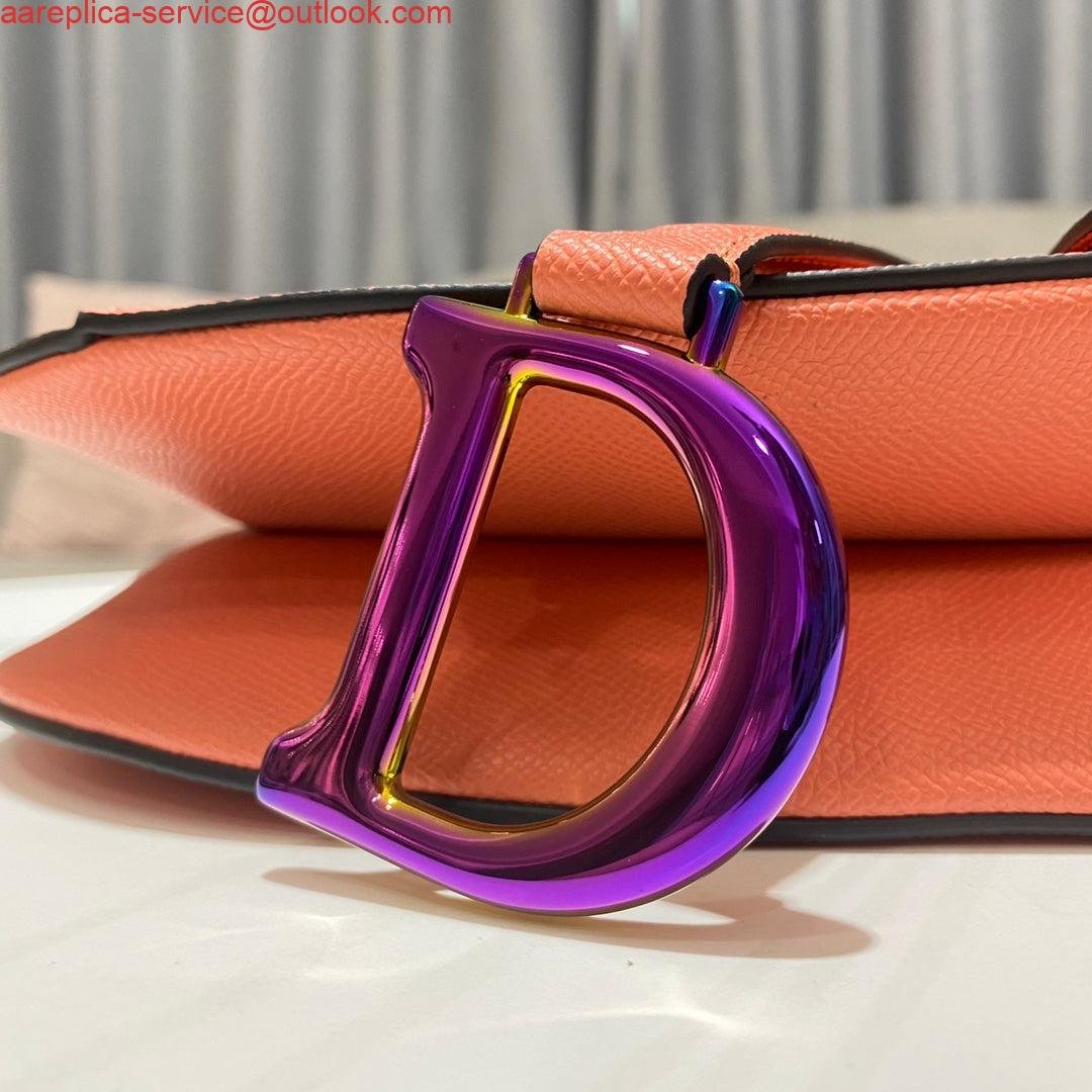 Dior M0446 Dior Saddle Bag Orange Grained Calfskin Purple logo