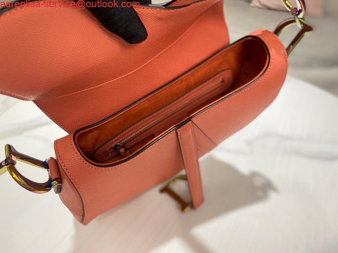 Dior M0446 Dior Saddle Bag Orange Grained Calfskin Purple logo