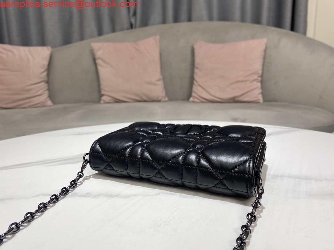 Dior S5135 Caro Macrocannage Pouch Black Quilted Macrocannage Calfskin