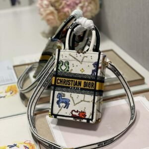 Dior S5555 Mini Dior Book Tote Phone Bag Blue Toile de Jouy Reverse Embroidery