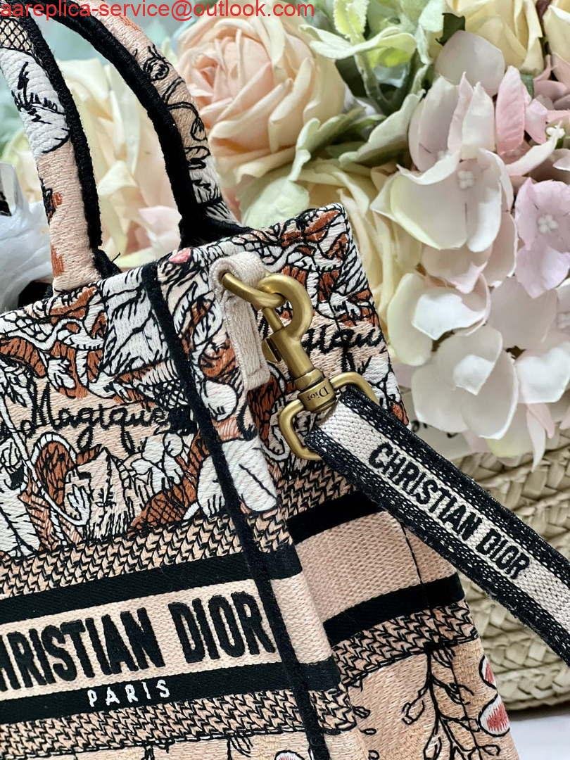 Dior S5555 Mini Dior Book Tote Phone Bag Nude multicolor embroidery S1104