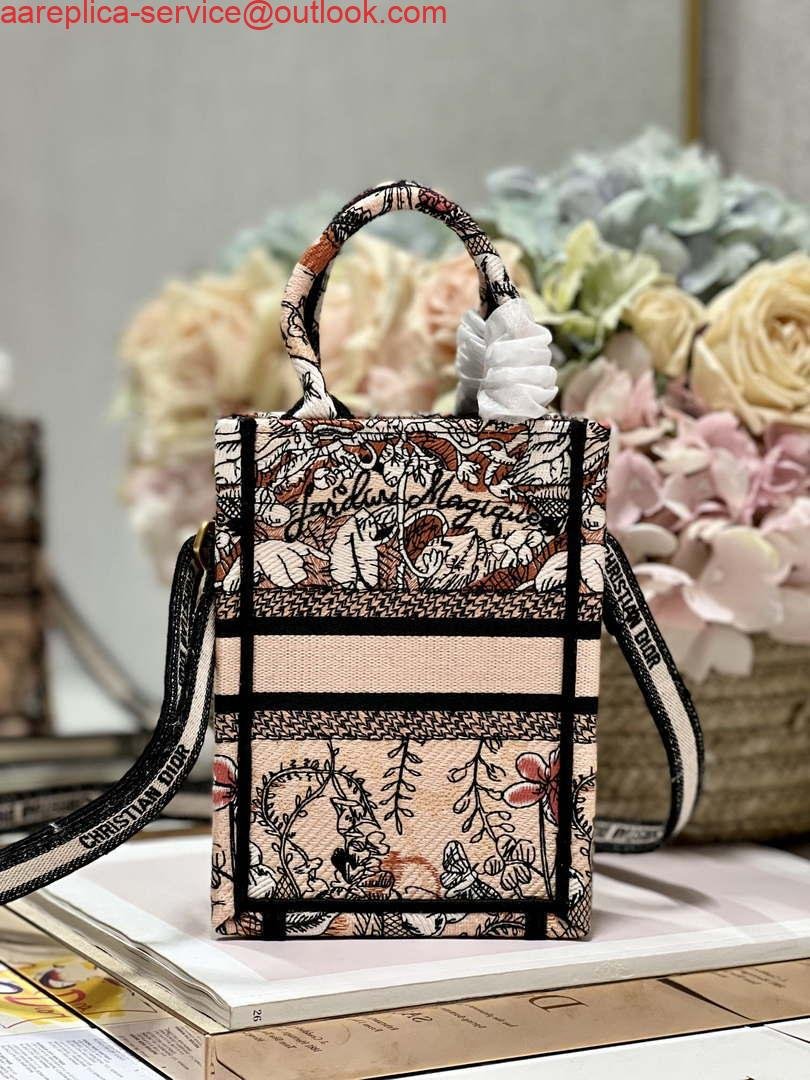 Dior S5555 Mini Dior Book Tote Phone Bag Nude multicolor embroidery S1104