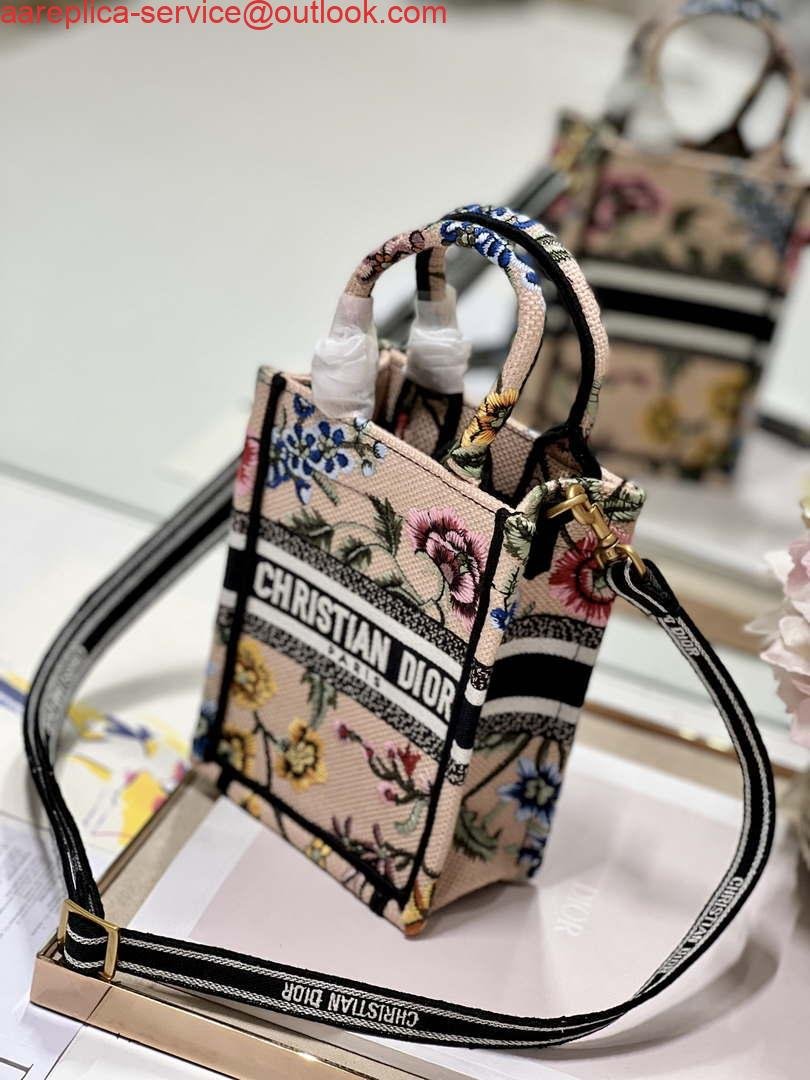 Dior S5555 Mini Dior Book Tote Phone Bag Pink multicolor embroidery S1103