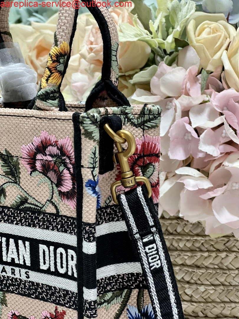 Dior S5555 Mini Dior Book Tote Phone Bag Pink multicolor embroidery S1103