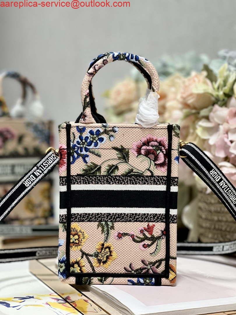 Dior S5555 Mini Dior Book Tote Phone Bag Pink multicolor embroidery S1103
