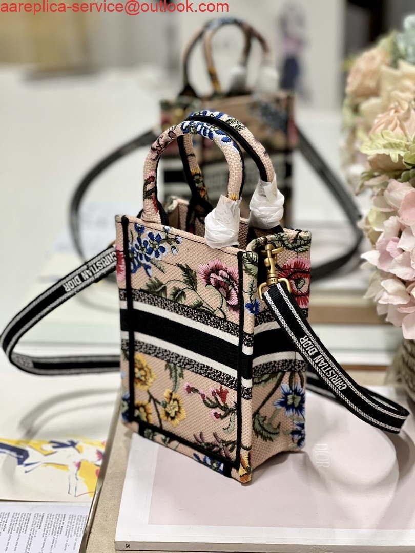 Dior S5555 Mini Dior Book Tote Phone Bag Pink multicolor embroidery S1103