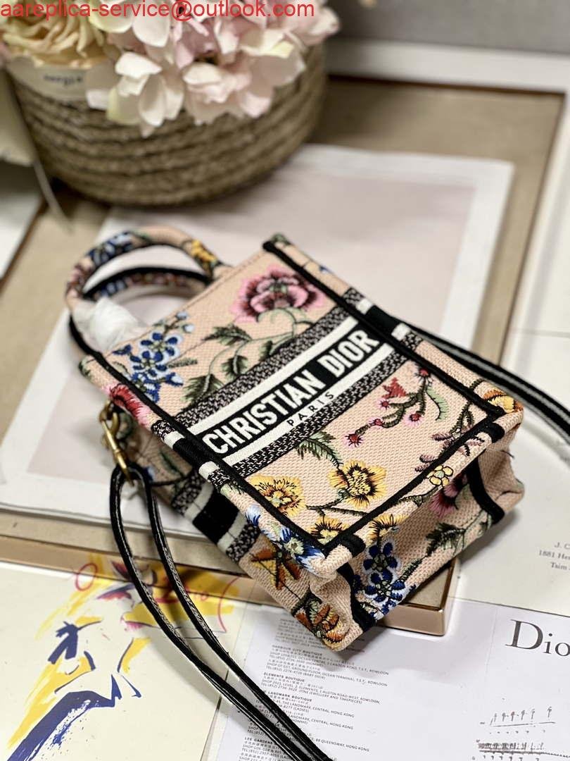 Dior S5555 Mini Dior Book Tote Phone Bag Pink multicolor embroidery S1103