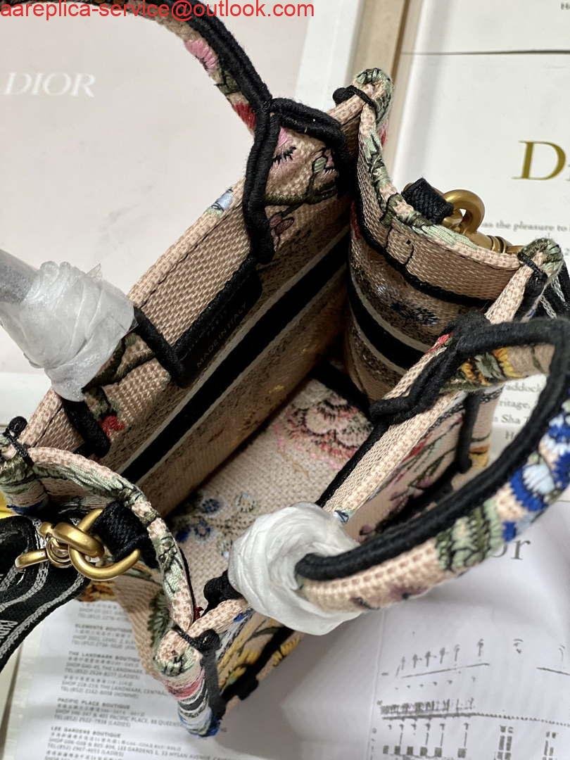 Dior S5555 Mini Dior Book Tote Phone Bag Pink multicolor embroidery S1103