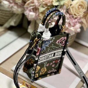 Dior S5555 Mini Dior Book Tote Phone Bag Green multicolor embroidery S1100