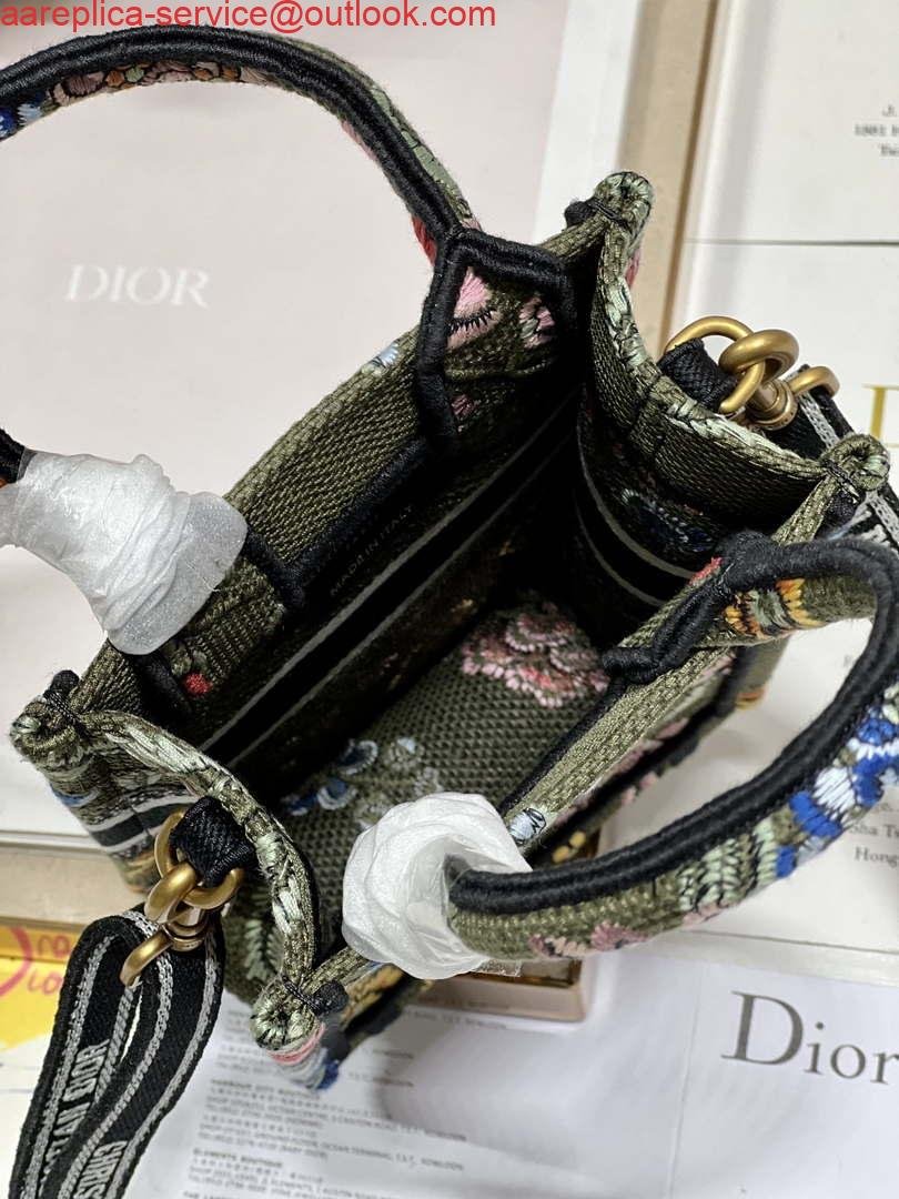 Replica Dior S5555 Mini Dior Book Tote Phone Bag Green multicolor embroidery S1100