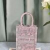 Replica Dior S5555 Mini Dior Book Tote Phone Bag Gray and Pink Toile de Jouy Reverse Embroidery