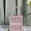 Replica Dior S5555 Mini Dior Book Tote Phone Bag Gray and Pink Toile de Jouy Reverse Embroidery