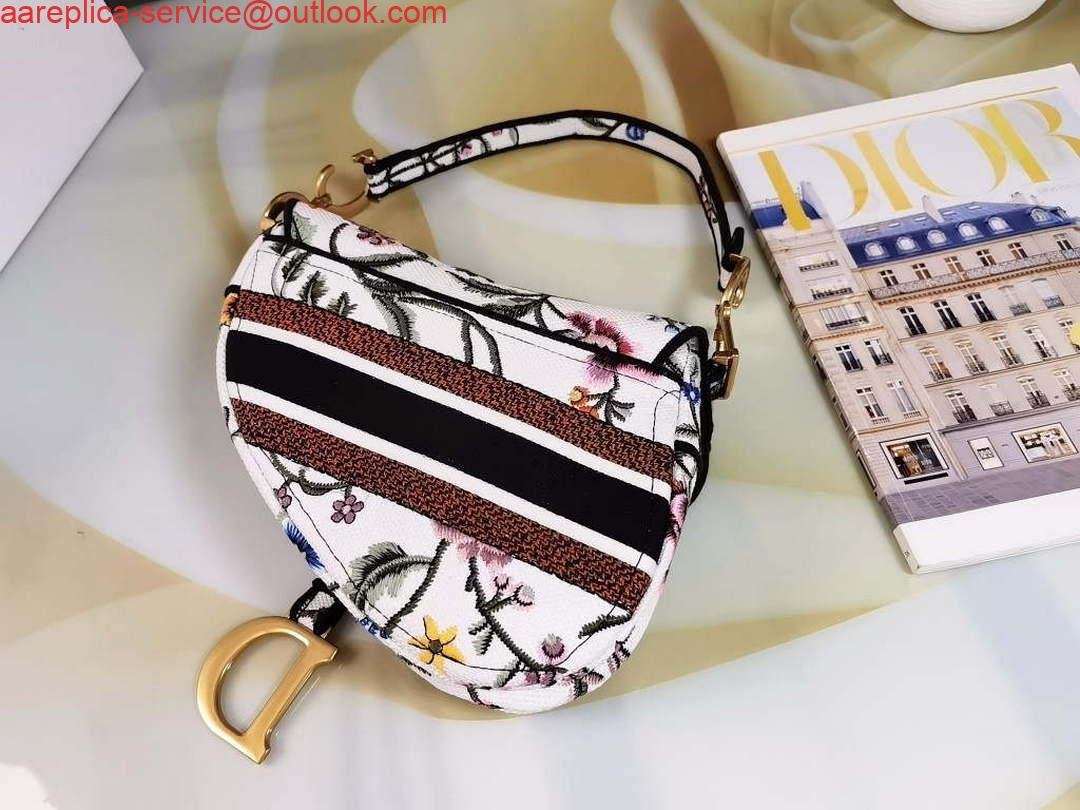 Replica Dior M0455 Saddle Bag With Strap White Cross-Stitch Embroidery