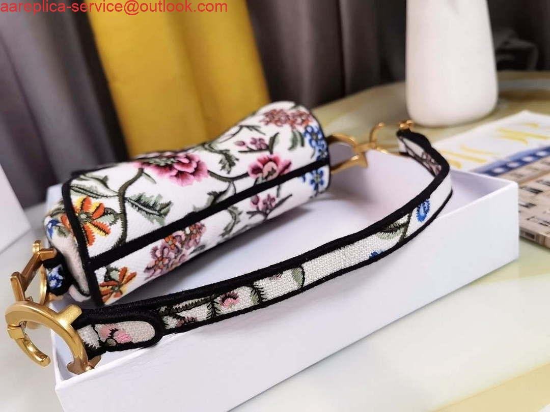 Replica Dior M0455 Saddle Bag With Strap White Cross-Stitch Embroidery