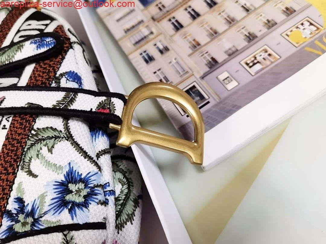 Replica Dior M0455 Saddle Bag With Strap White Cross-Stitch Embroidery