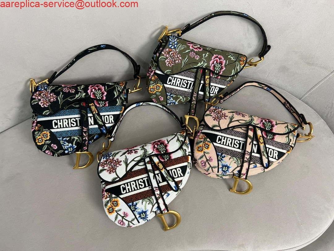 Dior M0455 Saddle Bag With Strap Black Cross-Stitch Embroidery