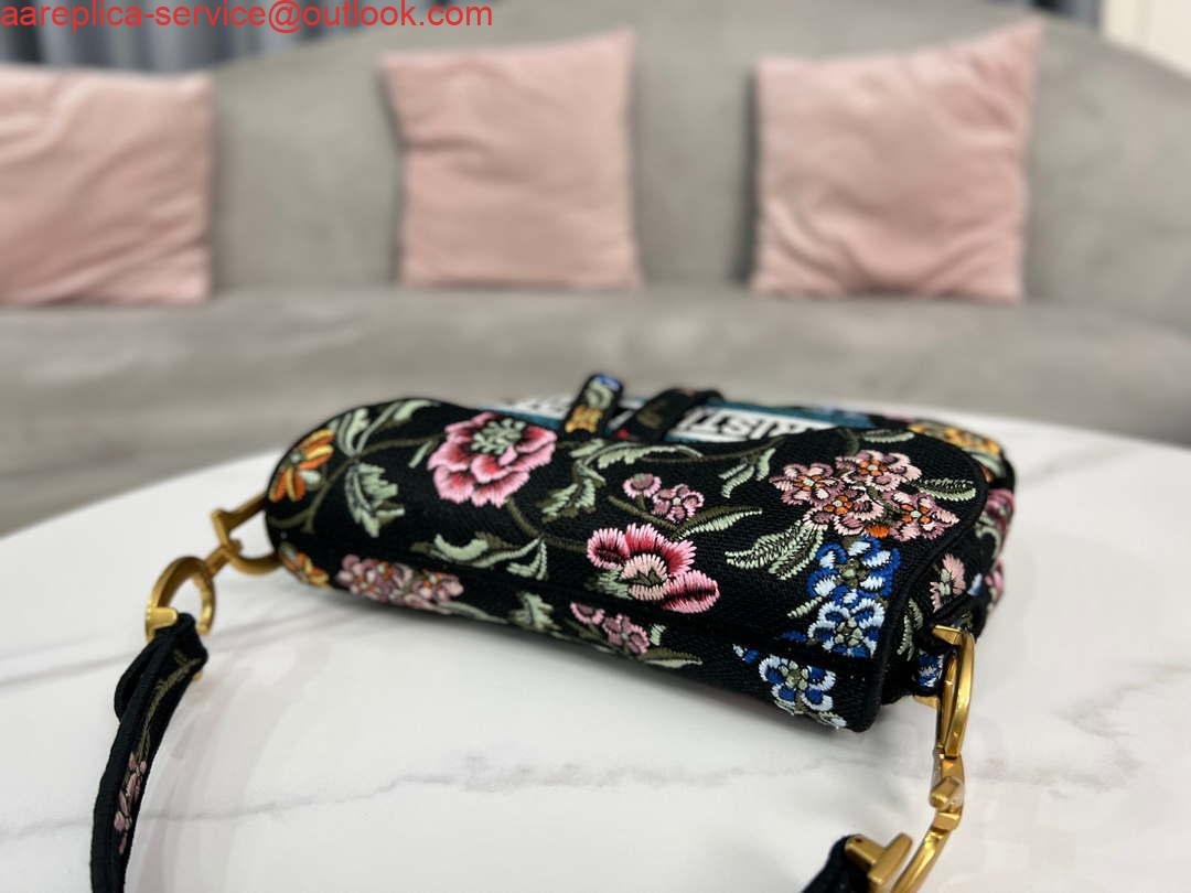 Dior M0455 Saddle Bag With Strap Black Cross-Stitch Embroidery