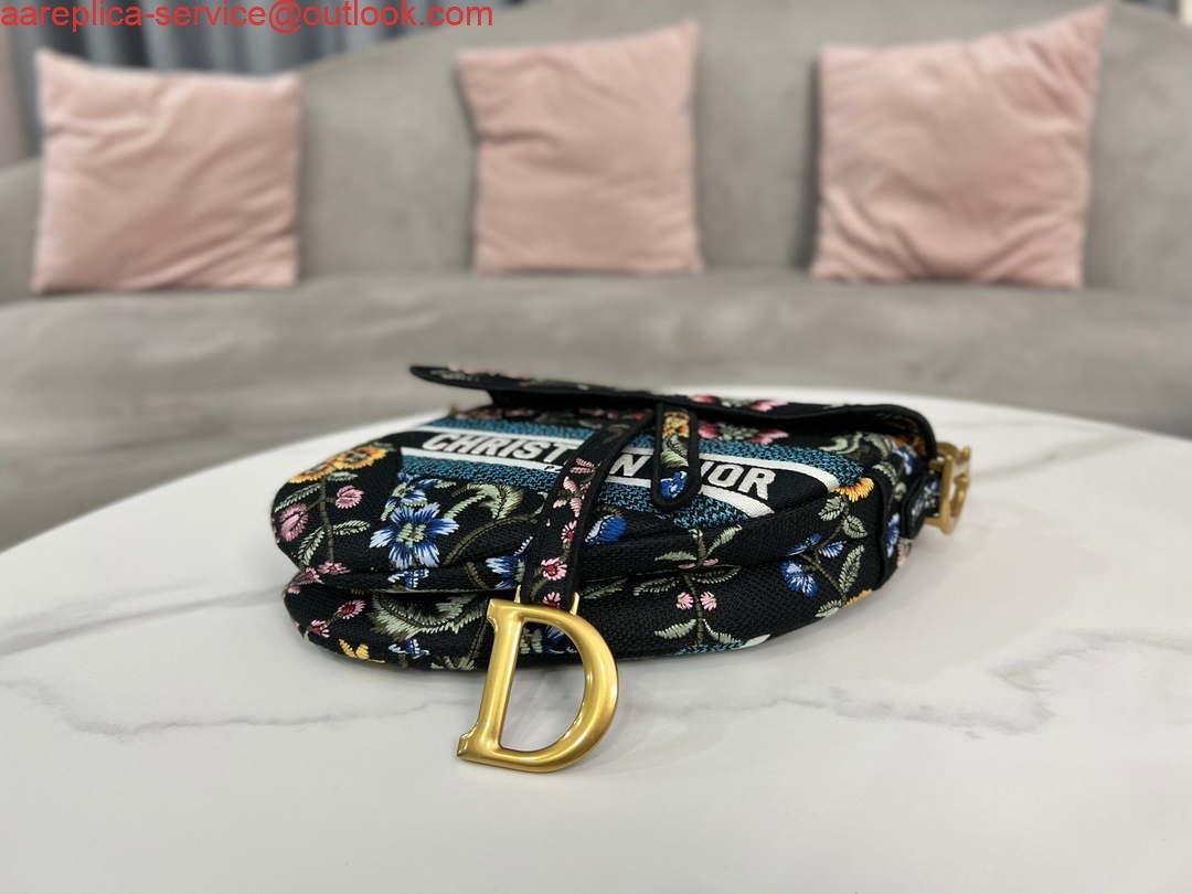 Dior M0455 Saddle Bag With Strap Black Cross-Stitch Embroidery