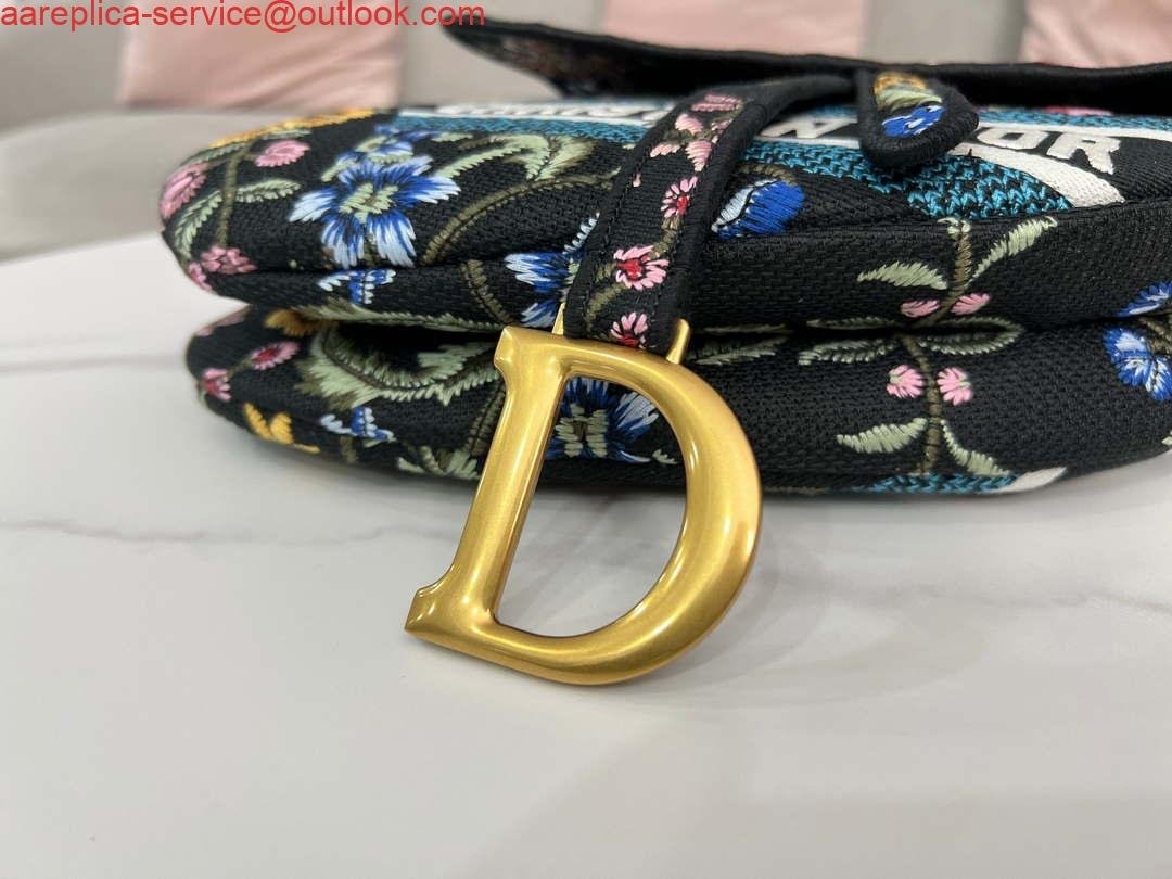Dior M0455 Saddle Bag With Strap Black Cross-Stitch Embroidery