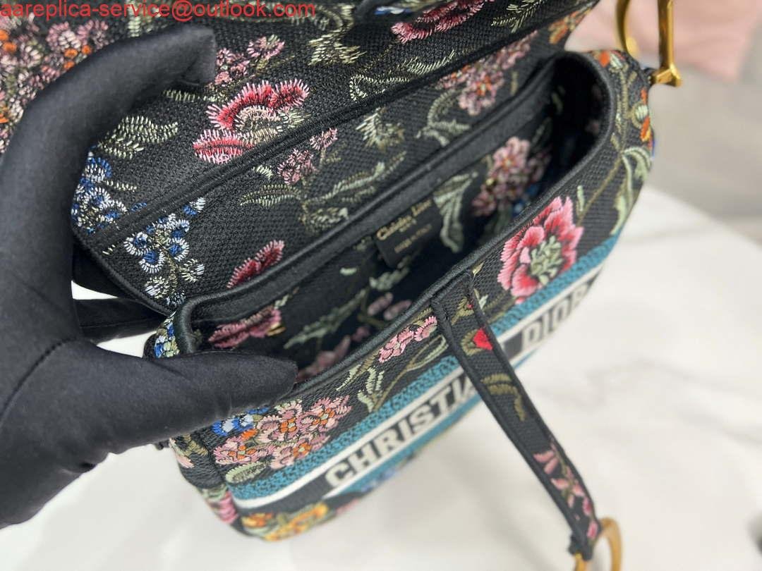 Dior M0455 Saddle Bag With Strap Black Cross-Stitch Embroidery