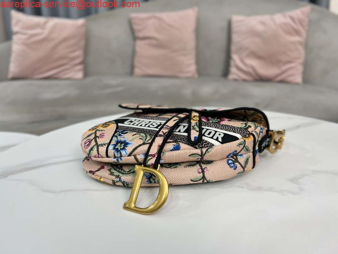 Dior M0455 Saddle Bag With Strap Pink Cross-Stitch Embroidery