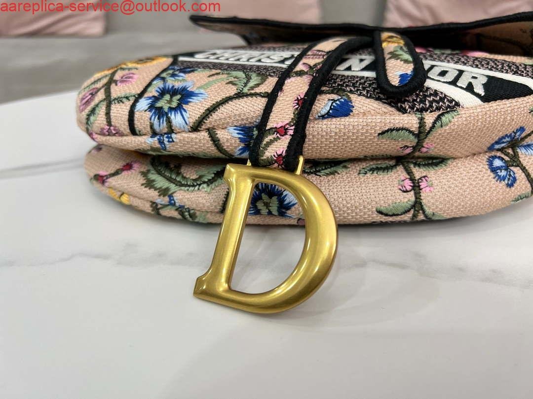 Dior M0455 Saddle Bag With Strap Pink Cross-Stitch Embroidery