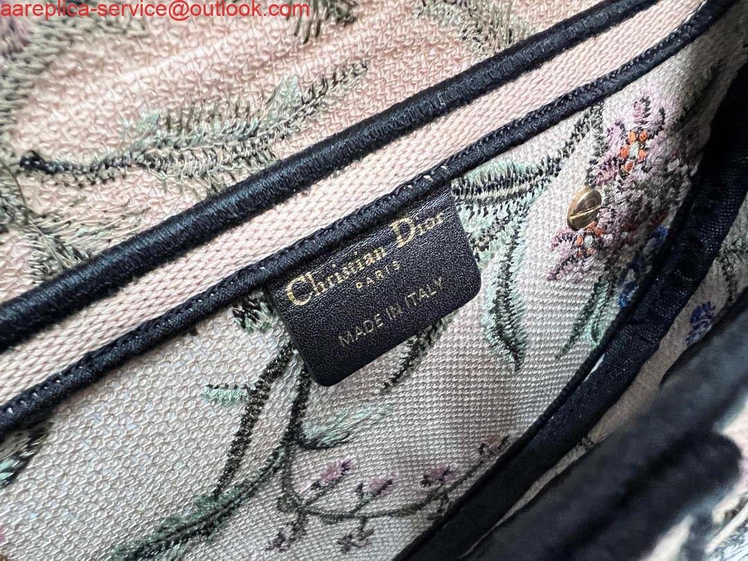 Dior M0455 Saddle Bag With Strap Pink Cross-Stitch Embroidery