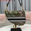 Dior M0455 Saddle Bag With Strap Green Cross-Stitch Embroidery