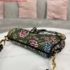 Dior M0455 Saddle Bag With Strap Green Cross-Stitch Embroidery