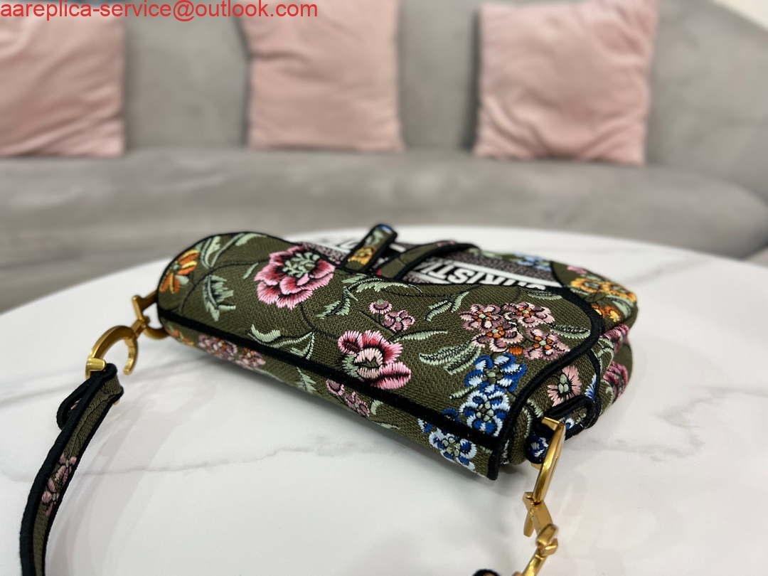 Dior M0455 Saddle Bag With Strap Green Cross-Stitch Embroidery