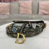 Dior M0455 Saddle Bag With Strap Green Cross-Stitch Embroidery