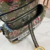 Dior M0455 Saddle Bag With Strap Green Cross-Stitch Embroidery