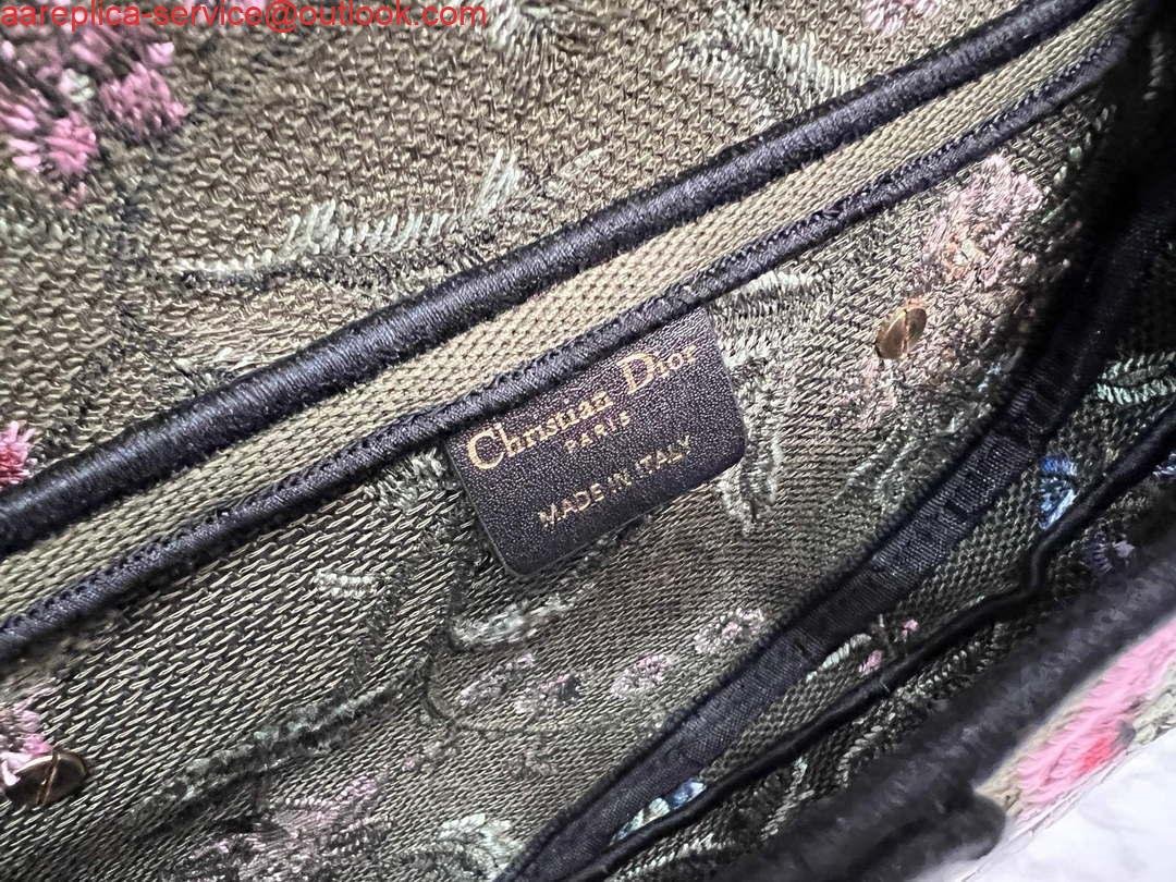 Dior M0455 Saddle Bag With Strap Green Cross-Stitch Embroidery